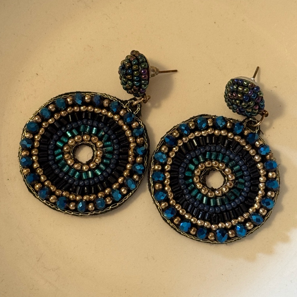 Evereve Blue And Gold Statement Earrings 20$
